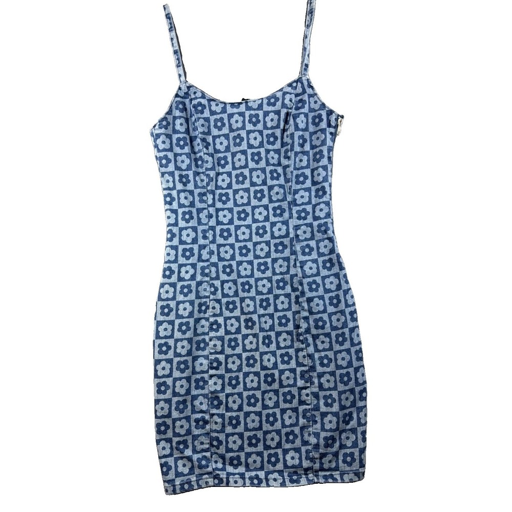 Women's Floral Blue Dress, Divided,‎ Small Side Zip